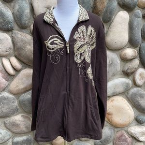 JM Collection 1X Brown Embellished Jacket